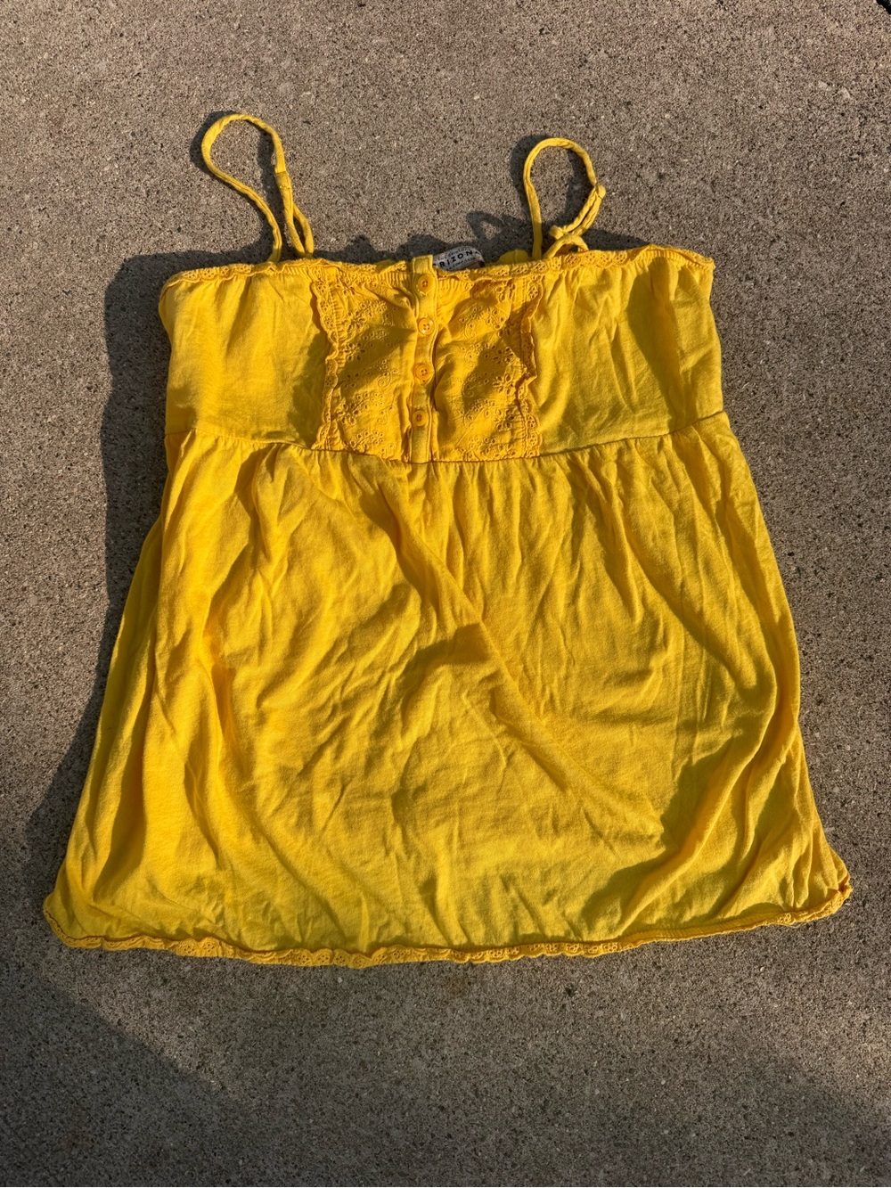 Arizona Jean Company Yellow Button-Front Spaghetti Strap Camisole